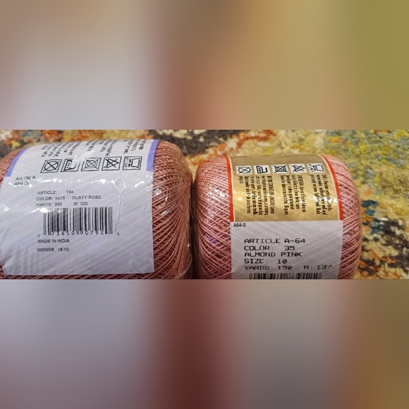 2 spindles of cotton thread crochet pink/dusty rose 500yds Sz 10 - Picture 2 of 2